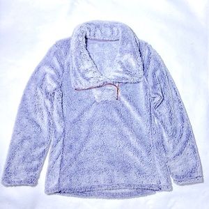 Balance Collection NWOT Teddy Bear Pullover. Unique Zipper. Med. Pale Lavender.
